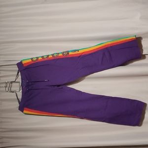 COOGI Purple Sweatpants with Rainbow Stripes & Sequin letters size L